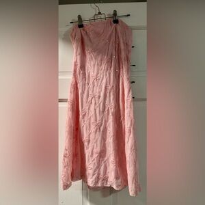 Elegant Pink Sequin Bow Strapless Dress